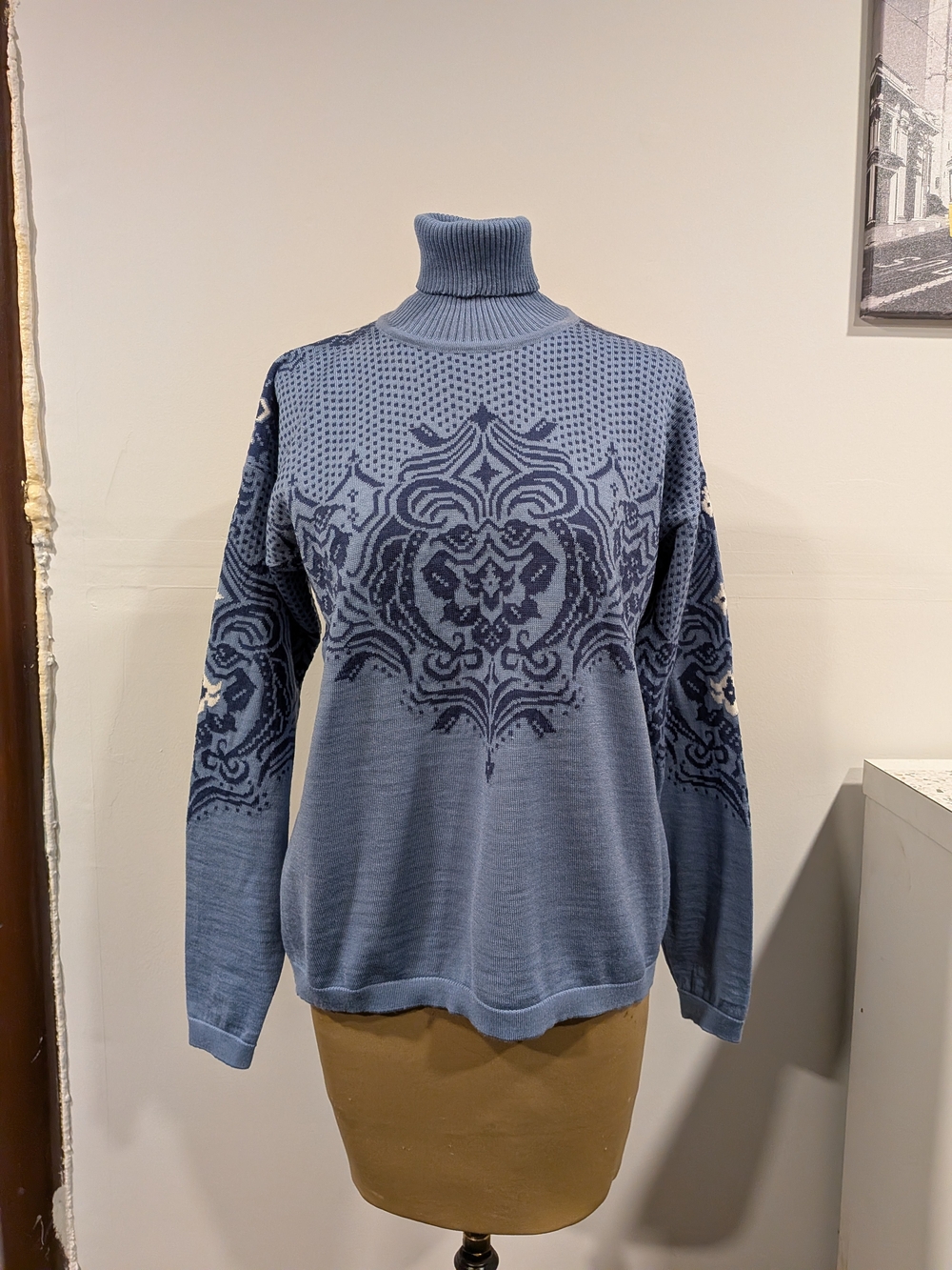 Dale Of Norway Turtleneck Patterned Blue Sweater